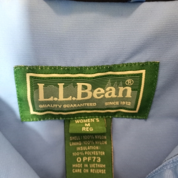 LL Bean Ski Snow Size Medium Light and Dark Blue Colorblock Hooded Ski Snow Coat - Picture 9 of 16